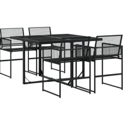 vidaXL - 4-zits Tuinset - Inklapbaar - Zwart - PE rattan - 110x107 cm