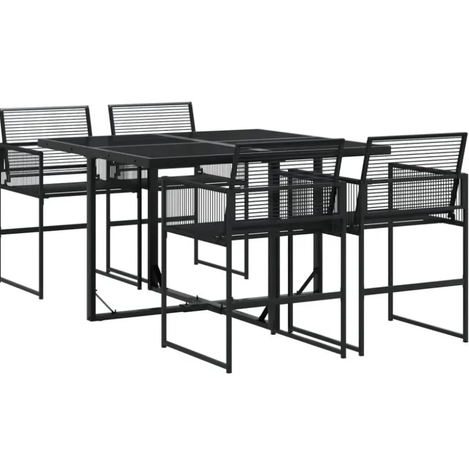 vidaXL - 4-zits Tuinset - Inklapbaar - Zwart - PE rattan - 110x107 cm