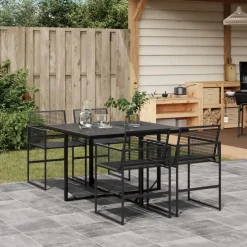 vidaXL - 4-zits Tuinset - Inklapbaar - Zwart - PE rattan - 110x107 cm