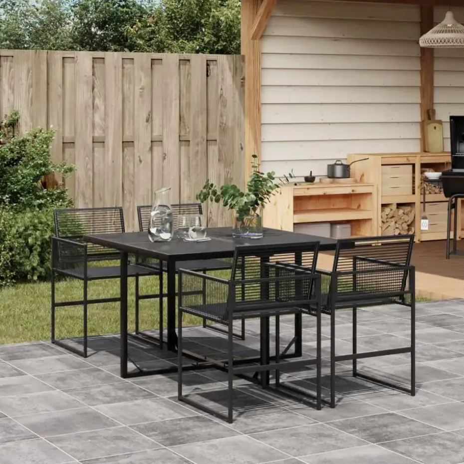 vidaXL - 4-zits Tuinset - Inklapbaar - Zwart - PE rattan - 110x107 cm