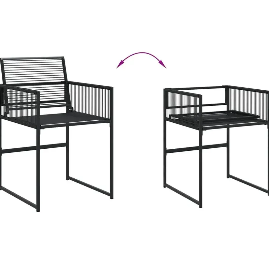 vidaXL - 4-zits Tuinset - Inklapbaar - Zwart - PE rattan - 110x107 cm