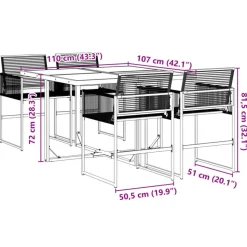vidaXL - 4-zits Tuinset - Inklapbaar - Zwart - PE rattan - 110x107 cm