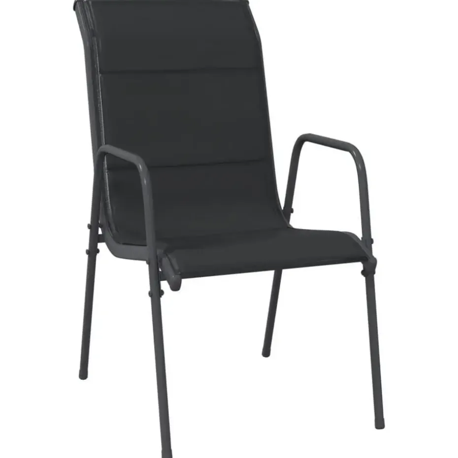 vidaXL - 4-zits Tuinset - Zwart - Textileen met voering en staal - 160x80 cm