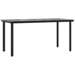 vidaXL - 4-zits Tuinset - Zwart - Textileen met voering en staal - 160x80 cm