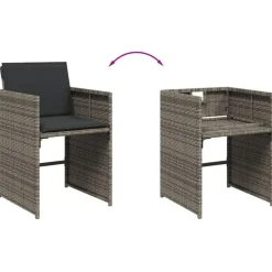 vidaXL - 8-zits Tuinset donkergrijs kussens - Grijs - PE rattan - 110x106 cm