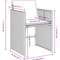 vidaXL - 8-zits Tuinset donkergrijs kussens - Grijs - PE rattan - 110x106 cm