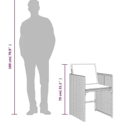 vidaXL - 8-zits Tuinset donkergrijs kussens - Grijs - PE rattan - 110x106 cm