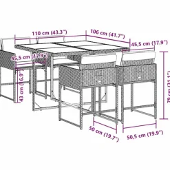 vidaXL - 4-zits Tuinset donkergrijs kussens - Grijs - Poly rattan - 110x106 cm