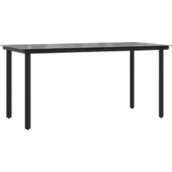 vidaXL - 5-zits Tuinset grijs kussens - Zwart PE rattan en staal - 160x80 cm