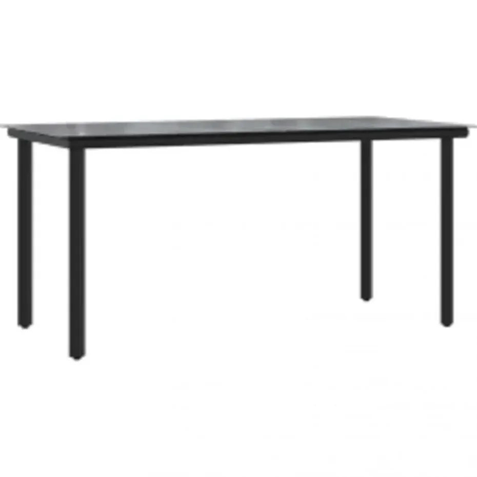 vidaXL - 5-zits Tuinset grijs kussens - Zwart PE rattan en staal - 160x80 cm