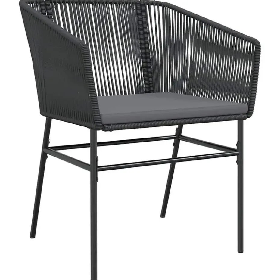 vidaXL - 5-zits Tuinset grijs kussens - Zwart PE rattan en staal - 160x80 cm