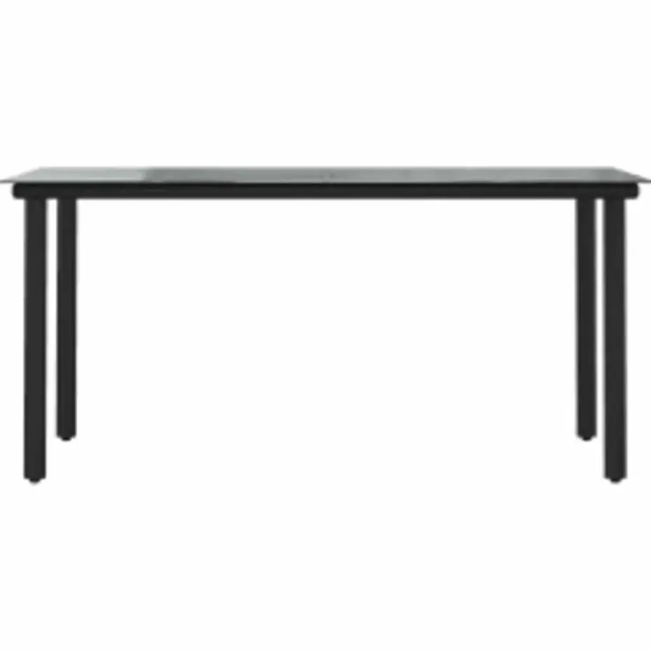 vidaXL - 5-zits Tuinset grijs kussens - Zwart PE rattan en staal - 160x80 cm