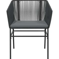 vidaXL - 5-zits Tuinset grijs kussens - Zwart PE rattan en staal - 160x80 cm