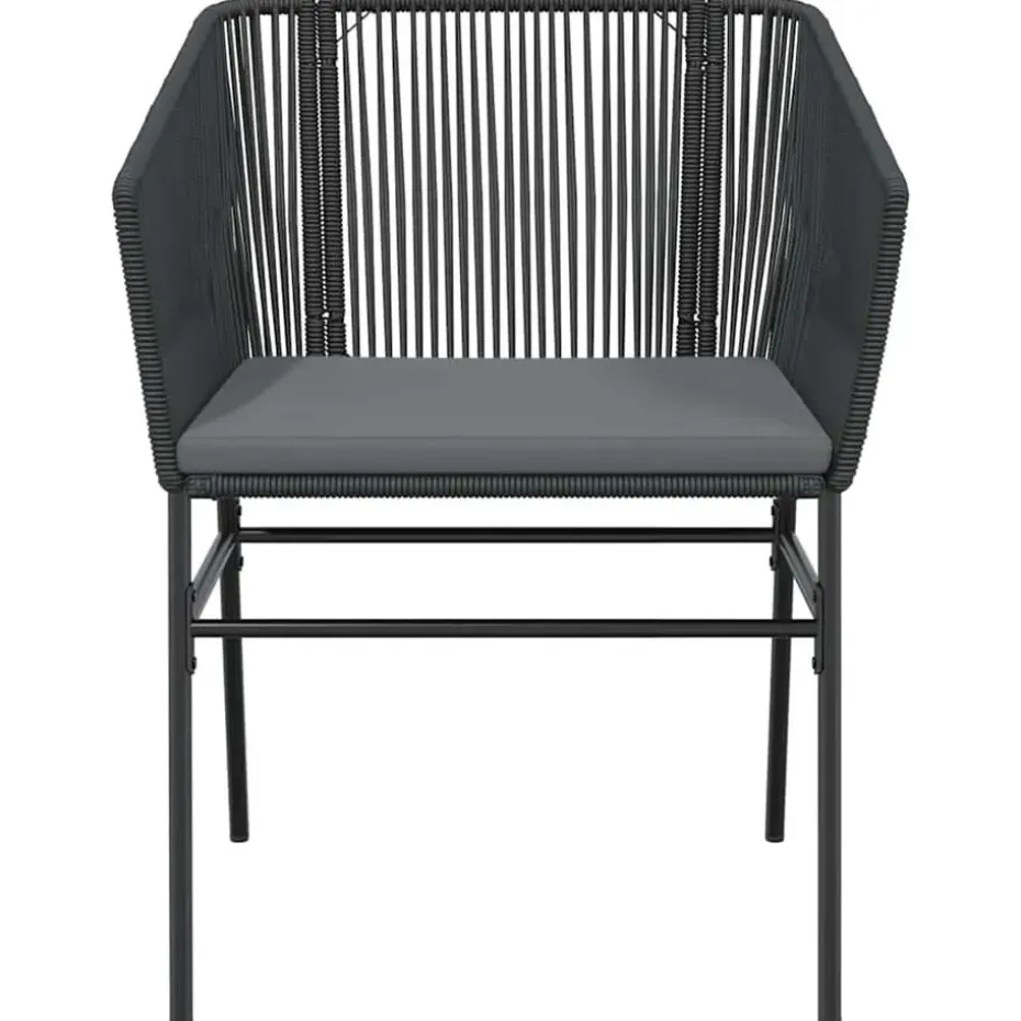 vidaXL - 5-zits Tuinset grijs kussens - Zwart PE rattan en staal - 160x80 cm