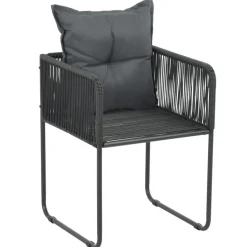 vidaXL - 4-zits Tuinset met kussens - Zwart PE rattan en staal - 160x80 cm