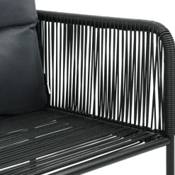 vidaXL - 4-zits Tuinset met kussens - Zwart PE rattan en staal - 160x80 cm