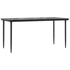 vidaXL - 4-zits Tuinset met kussens - Zwart PE rattan en staal - 160x80 cm