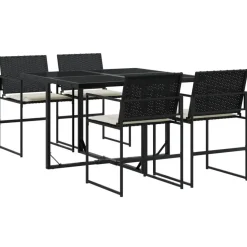 vidaXL - 4-zits Tuinset wit kussens - Inklapbaar - Zwart PE rattan - 110x107 cm