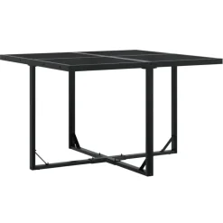 vidaXL - 4-zits Tuinset wit kussens - Inklapbaar - Zwart PE rattan - 110x107 cm