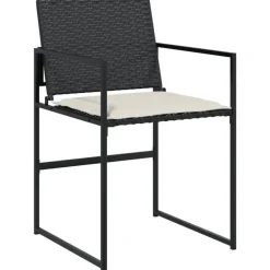 vidaXL - 4-zits Tuinset wit kussens - Inklapbaar - Zwart PE rattan - 110x107 cm
