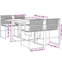 vidaXL - 4-zits Tuinset wit kussens - Inklapbaar - Zwart PE rattan - 110x107 cm