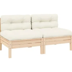 vidaXL - 2-zitsbank - Crème - Grenenhout