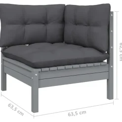 vidaXL - 2-zitsbank - Grijs - Grenenhout