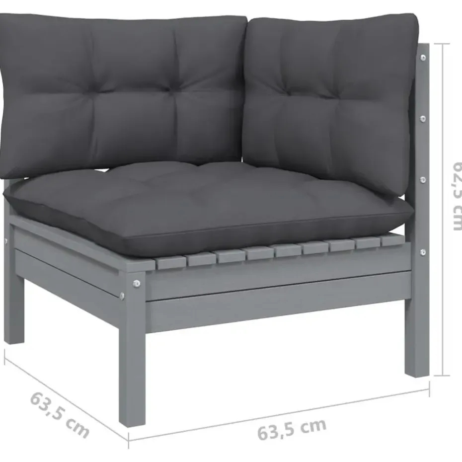 vidaXL - 2-zitsbank - Grijs - Grenenhout