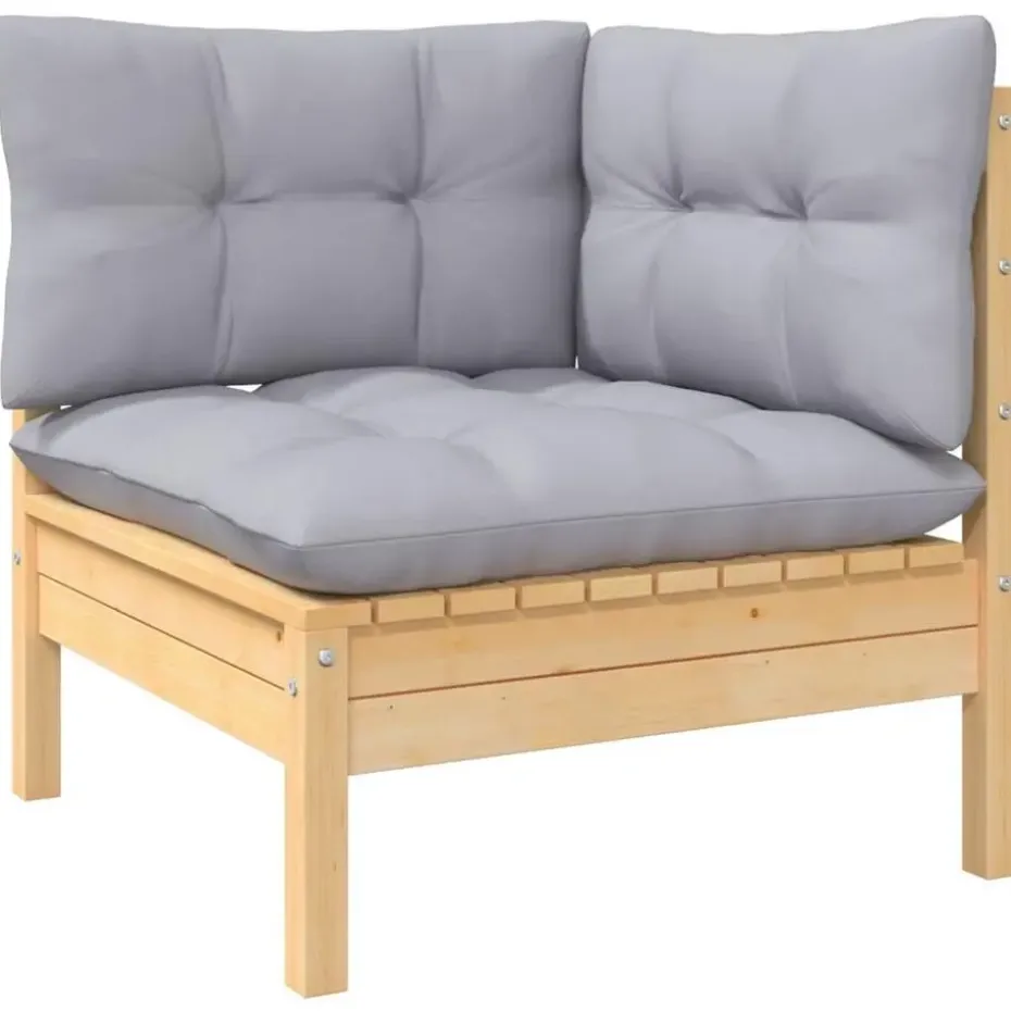 vidaXL - 3-zitsbank - Grijs - Grenenhout