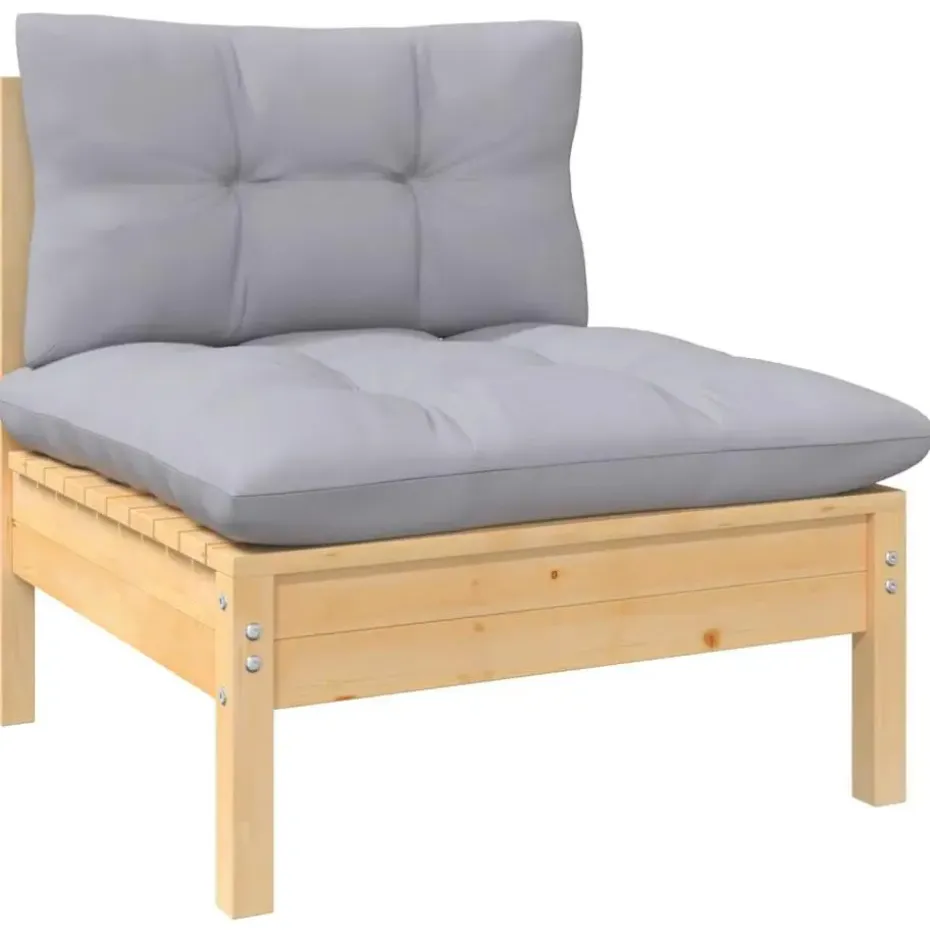 vidaXL - 3-zitsbank - Grijs - Grenenhout