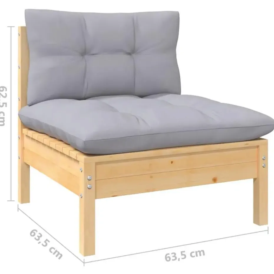 vidaXL - 3-zitsbank - Grijs - Grenenhout