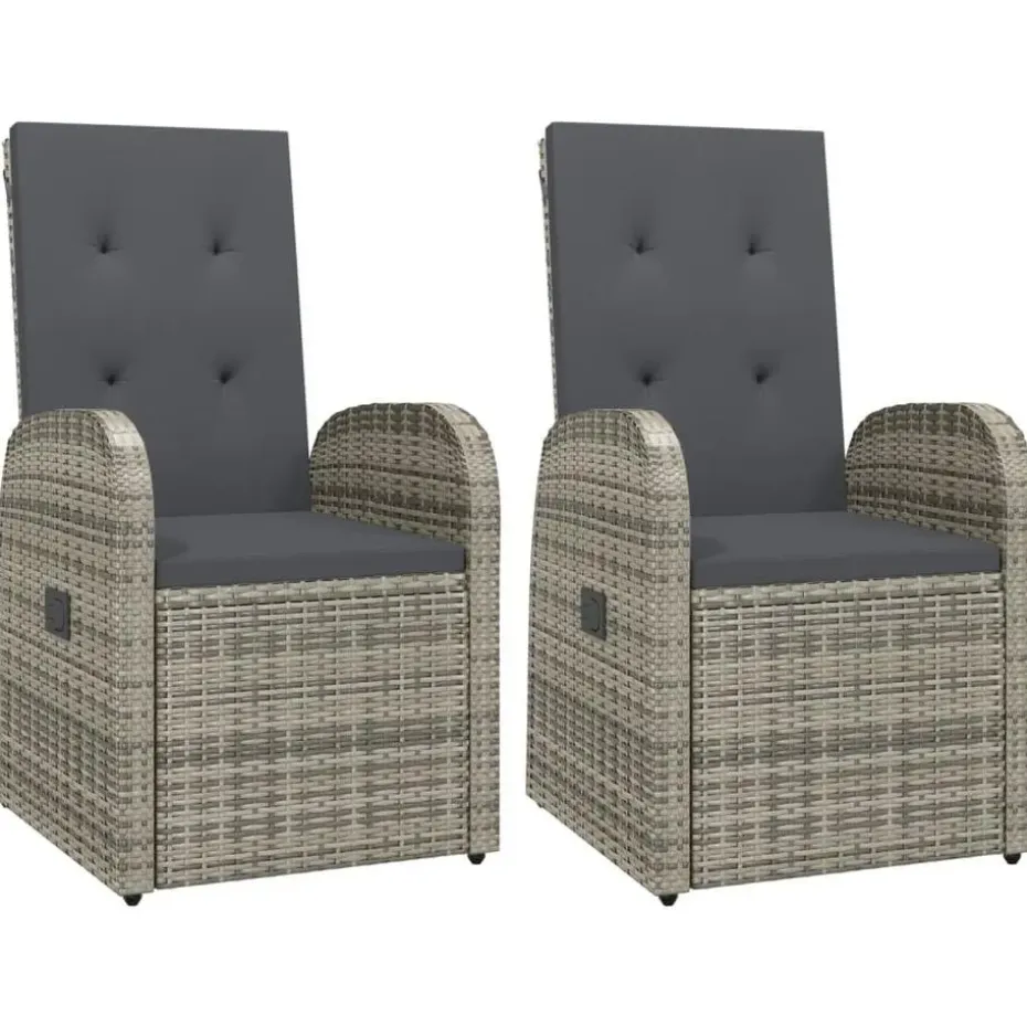 vidaXL - Zitstoel - Grijs - Poly rattan - 2 stuks