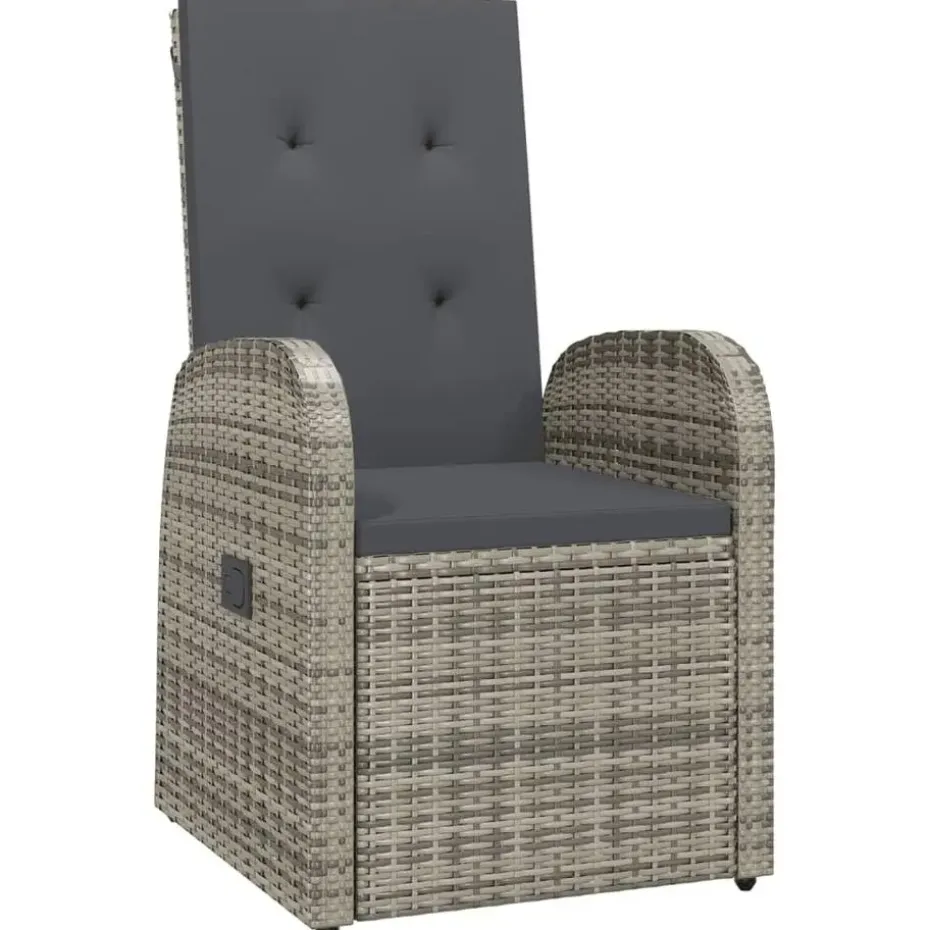 vidaXL - Zitstoel - Grijs - Poly rattan - 2 stuks