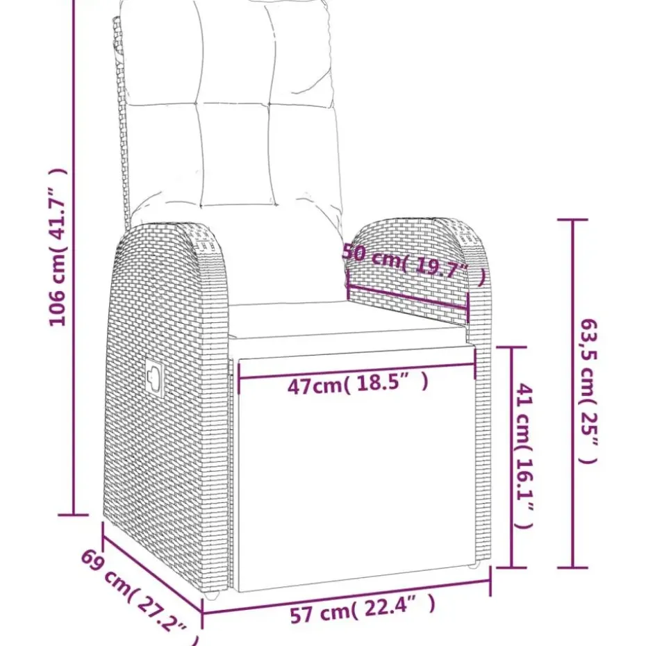 vidaXL - Zitstoel - Zwart - Poly rattan