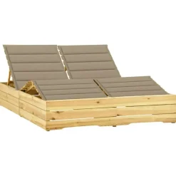 vidaXL - Zonnestoel - Beige - Grenenhout