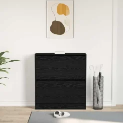 vidaXL - Zwart Schoenenkast met 2 vakken - Bewerkt hout - 80x21x87.5 cm