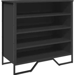 vidaXL - Zwart Schoenenkast met 4 vakken - Bewerkt hout en metaal - 80x38x78 cm