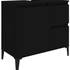 vidaXL - Zwart Wastafelonderkast - 1 deur 2 lades - Hout en metaal - 65x33x60 cm