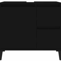 vidaXL - Zwart Wastafelonderkast - 1 deur 2 lades - Hout en metaal - 65x33x60 cm