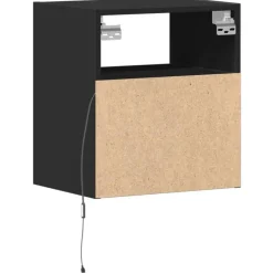 vidaXL - Zwevend LED Nachtkastje met lade en vak - Zwart - Hout - 41x31x45 cm