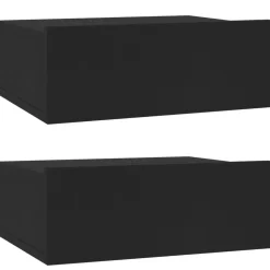 vidaXL - Zwevend Nachtkastje - Zwart - Bewerkt hout - 2 stuks