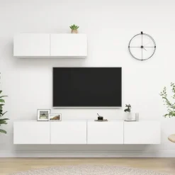 vidaXL - Zwevend TV-meubel met 1 deur - Wit - Hout - 100x30x30 cm - 3 stuks