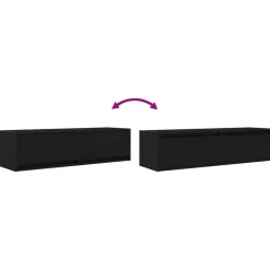 vidaXL - Zwevend TV-meubel met 2 lades - Zwart eiken - 100x31x25.5 cm