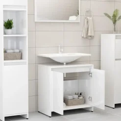 VIDAXL Badkamerkast 60x33x61 cm spaanplaat hoogglans wit
