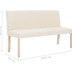 vidaXL Bankje 139,5 cm polyester crème