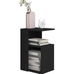 vidaXL Bijzettafel - Modern - Zwart - Bewerkt hout - 36x30x56 cm