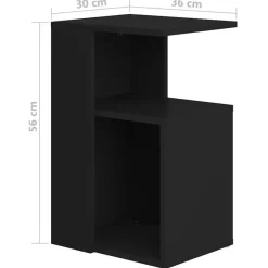 vidaXL Bijzettafel - Modern - Zwart - Bewerkt hout - 36x30x56 cm