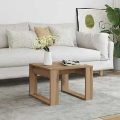 vidaXL Bijzettafel - Salontafel - U-porten - Artisanaal eiken - 50x50x35 cm
