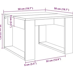 vidaXL Bijzettafel - Salontafel - U-porten - Artisanaal eiken - 50x50x35 cm