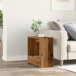 vidaXL Bijzettafel met opbergruimte - Oud hout - Bewerkt hout - 50x26x50 cm